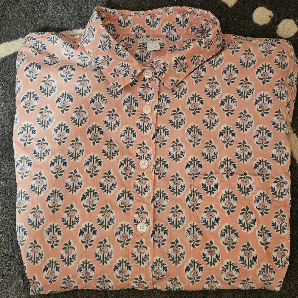 J. Crew Paris Pink Multi Floral Print Button-Up Blouse